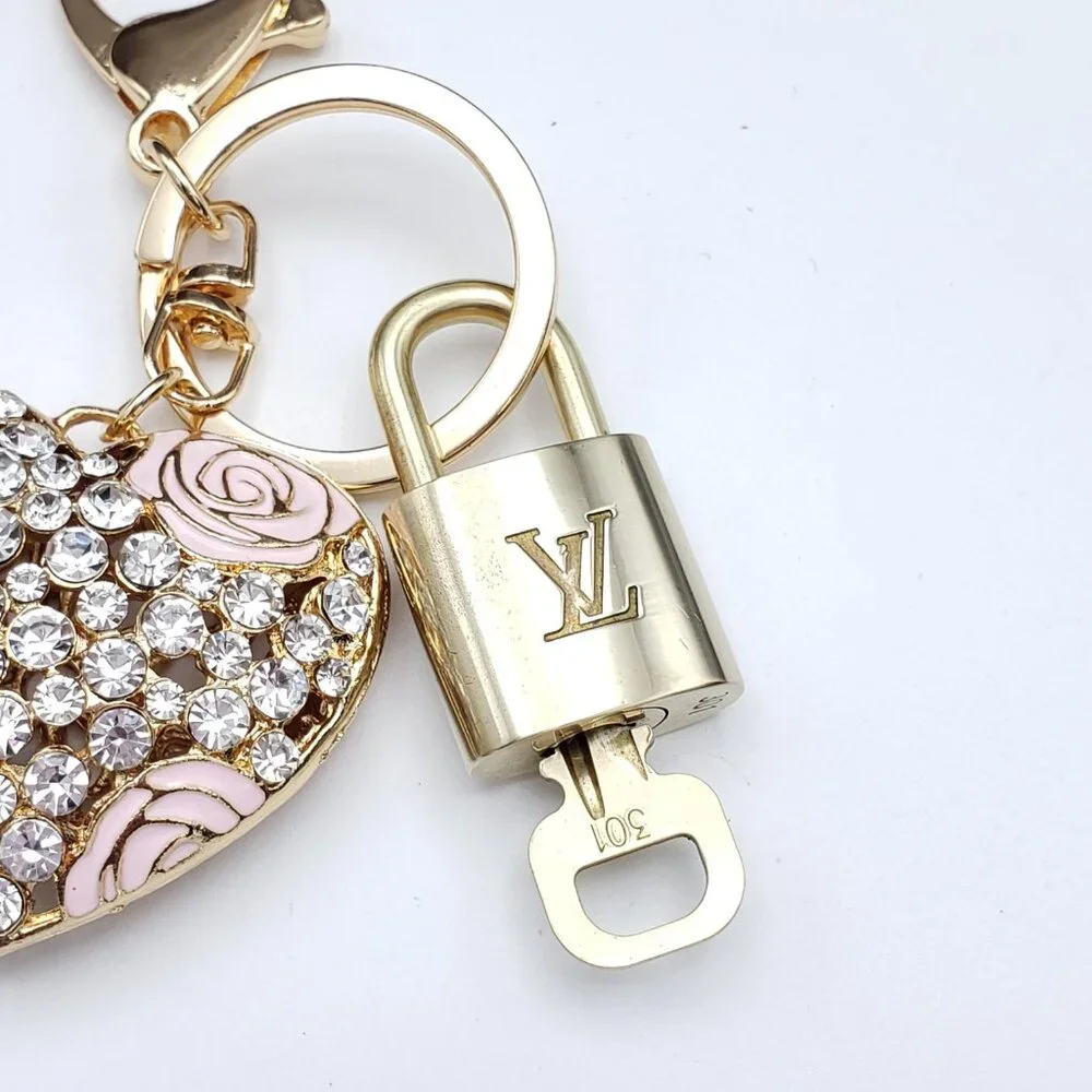 LV Gold Padlock & Key 🔒 Authentic Louis Vuitton Bag Unbranded Heart Charm
